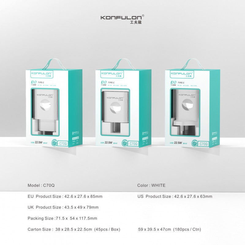 ក្បាលសាក Konfulon Fast Charger C70Q
