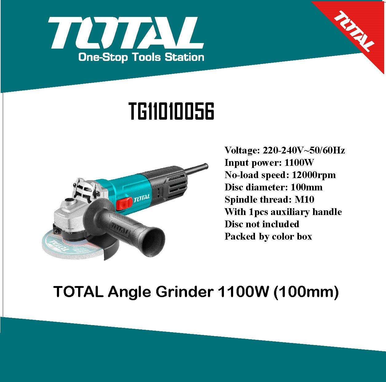 ម៉ូទ័រឆាប Total Angle Grinder 100mm 1100W TG11010056