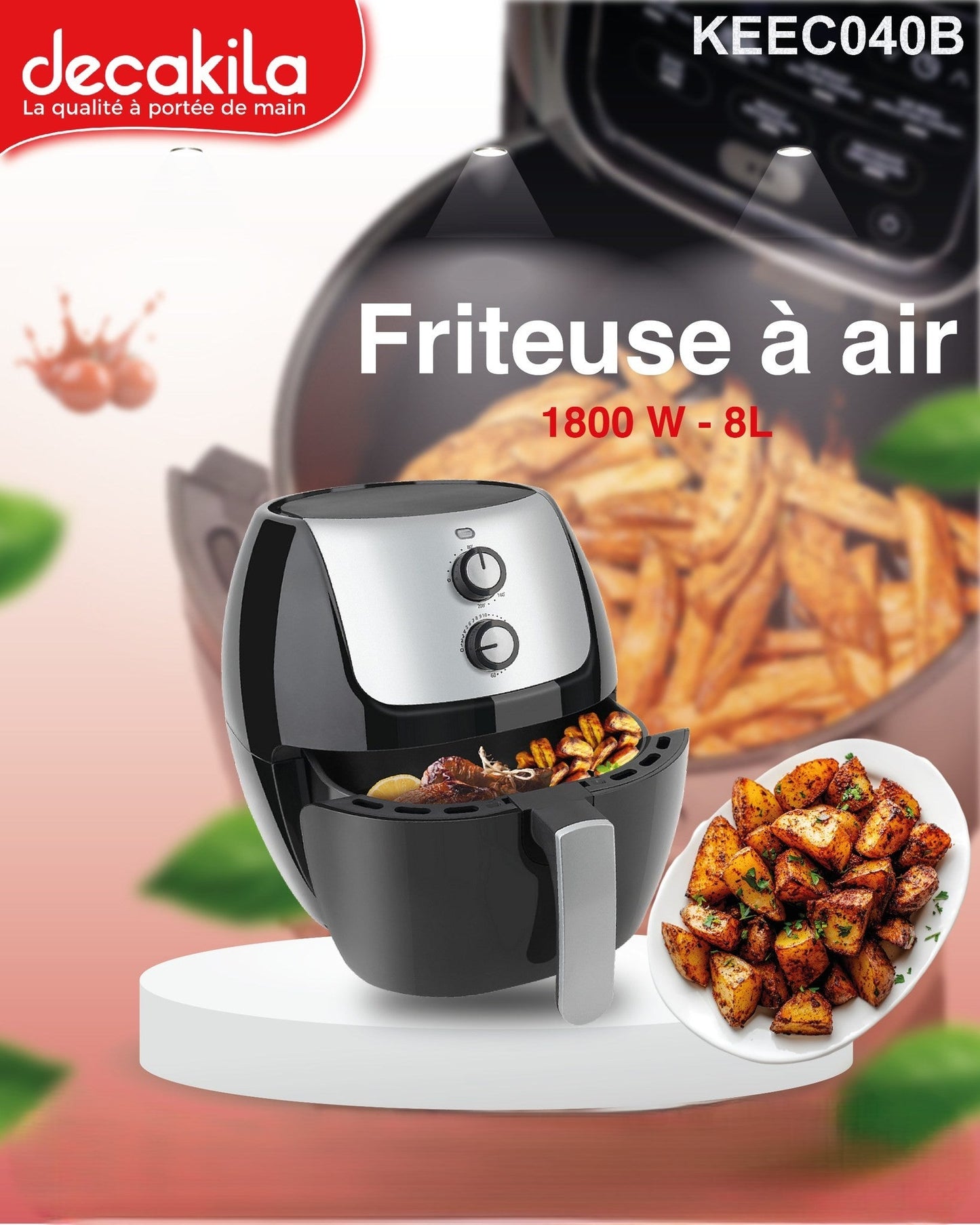ម៉ាស៊ីនបំពងស្ងួត Decakila Air Fryer 1800W KEEC040B
