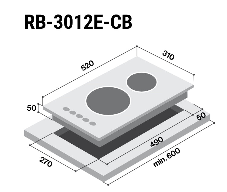 ចង្ក្រានអគ្គិសនីមុខពីរ Rinnai Electronic Stove 3000W RB-3012E-CB