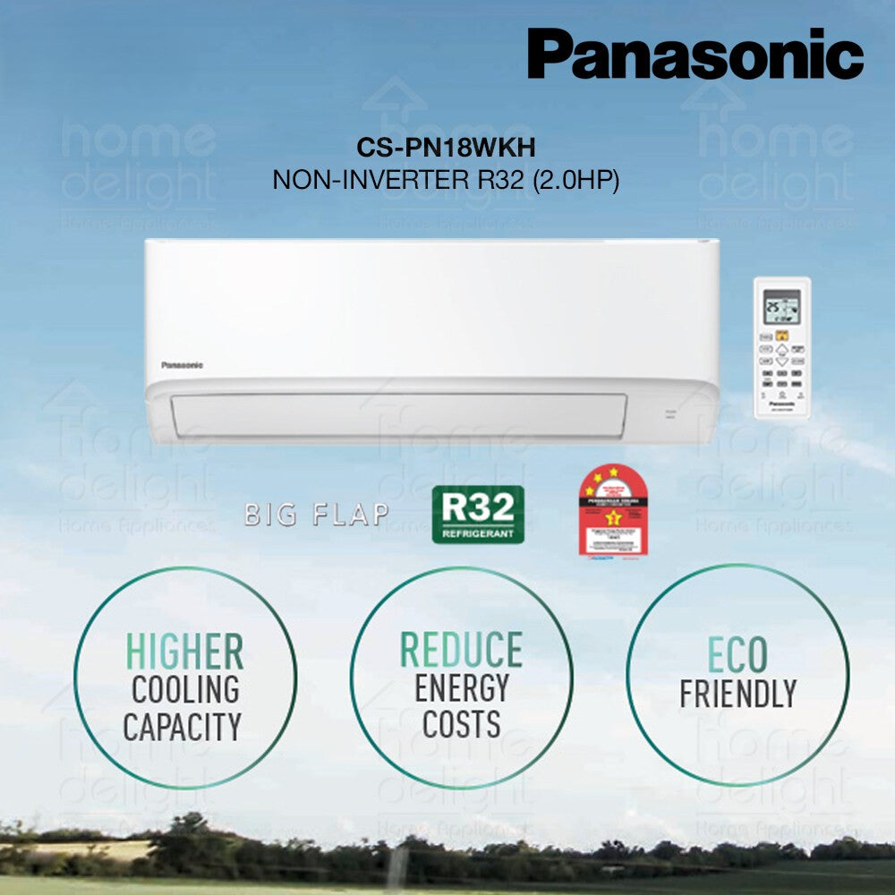ម៉ាស៊ីនត្រជាក់ Panasonic Air Conditioner Standard R32 NON-INVERTER 2.0HP CS/CU-PN18WKH-S
