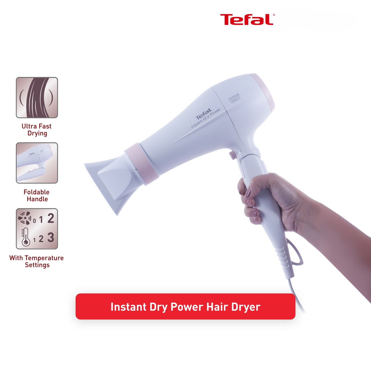 ម៉ាស៊ីនផ្លំសក់ Tefal Hair Dryer 2200W HV6092M0