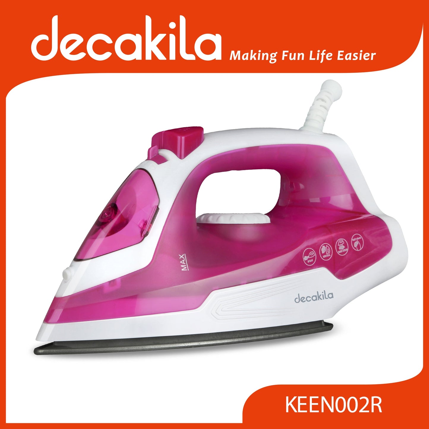 ឆ្នាំងអ៊ុតចំហាយទឹក Decakila Steam Iron 1200W KEEN002R