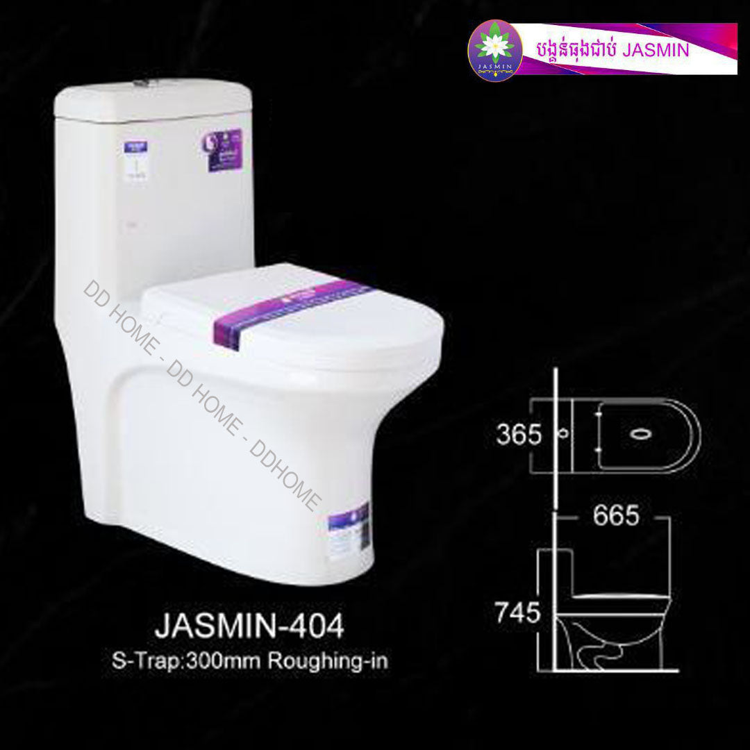 បង្គន់ឈុតធុងទឹកជាប់ JASMIN Toilet J404