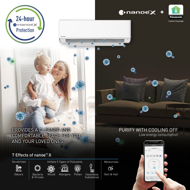 ម៉ាស៊ីនត្រជាក់ Panasonic Air Conditioner X-Premium Inverter 1.0HP CS-XU10XKH-1