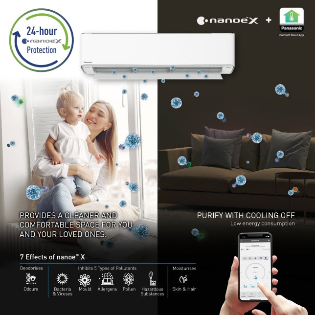 ម៉ាស៊ីនត្រជាក់ Panasonic Air Conditioner X-Premium Inverter 2.0HP CS-XU18XKH-1