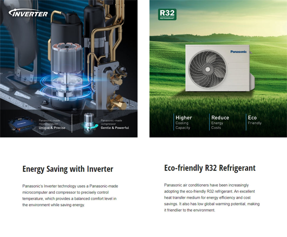 ម៉ាស៊ីនត្រជាក់ Panasonic Air Conditioner NANOE-X Premium Inverter R32 1.0HP CS-U10AKH