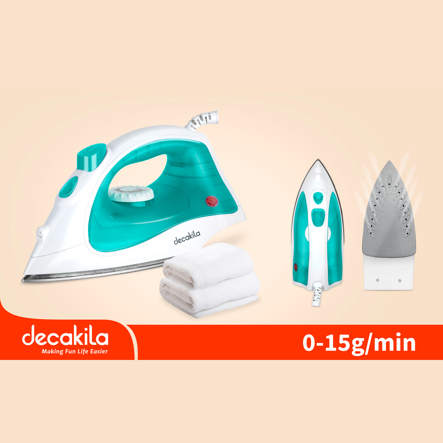 ឆ្នាំងអ៊ុតចំហាយទឹក Decakila Steam Iron 1400W KEEN019V