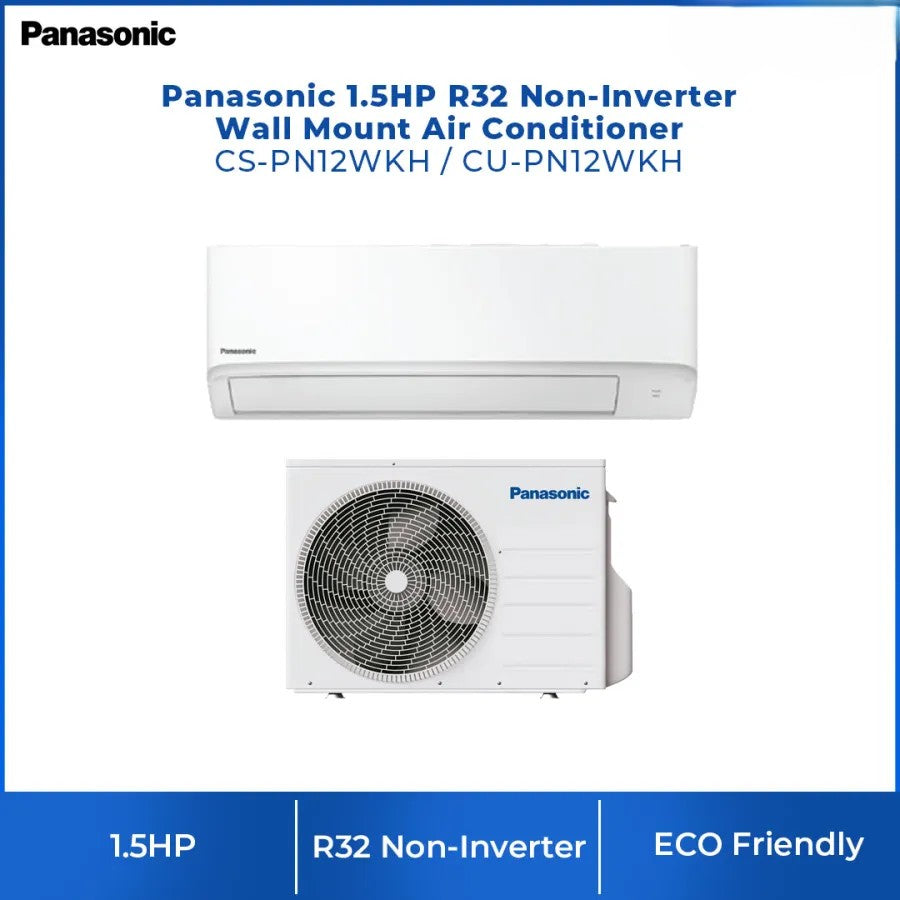 ម៉ាស៊ីនត្រជាក់ Panasonic Air Conditioner Standard R32 NON-INVERTER 1.5HP CS/CU-PN12WKH-S