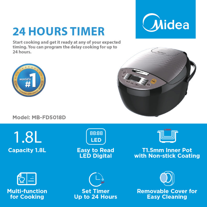 ឆ្នាំងដាំបាយអគ្គិសនី Midea Rice Cooker 1.8L MB-FS5018D