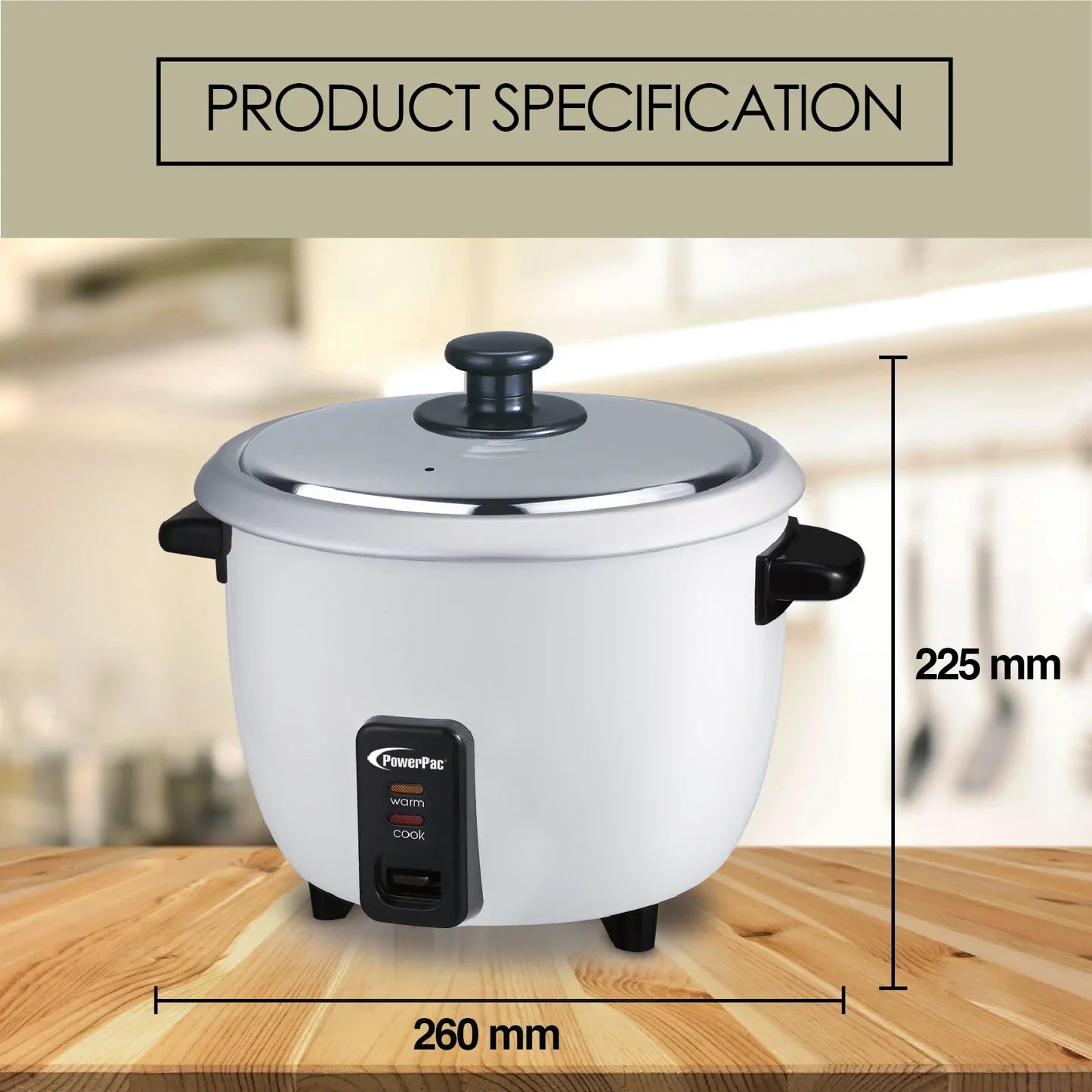 ឆ្នាំងដាំបាយអគ្គិសនី Powerpac Rice Cooker 1.0L PPRC4