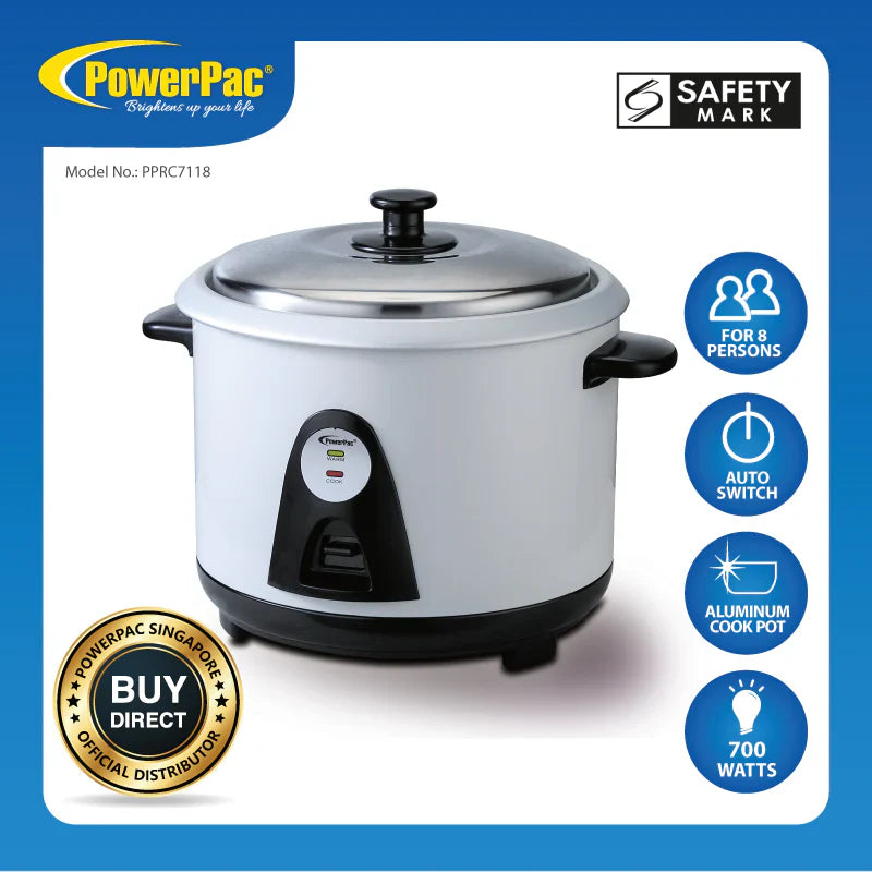 ឆ្នាំងដាំបាយគំរបដាច់ Powerpac Rice Cooker 1.8L PPRC7118