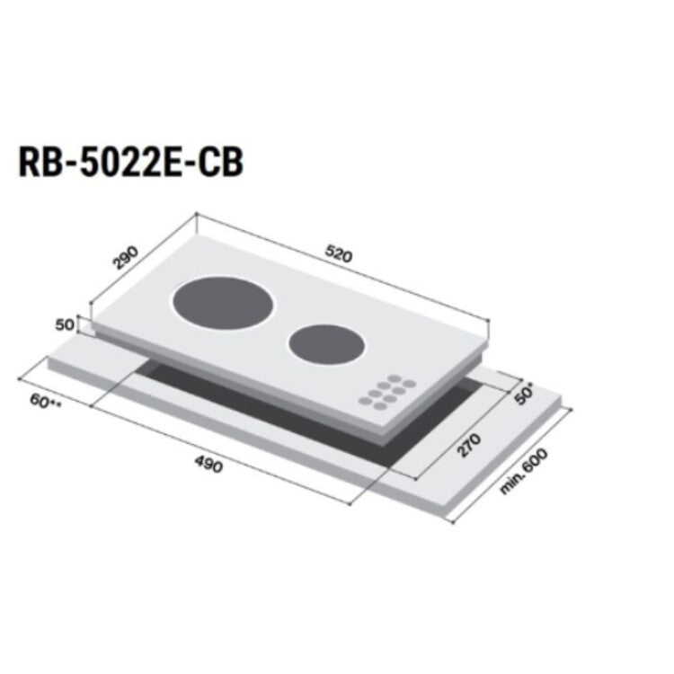 ចង្ក្រានអគ្គិសនីមុខពីរ Rinnai Electronic Stove 3000W RB-5022E-CB