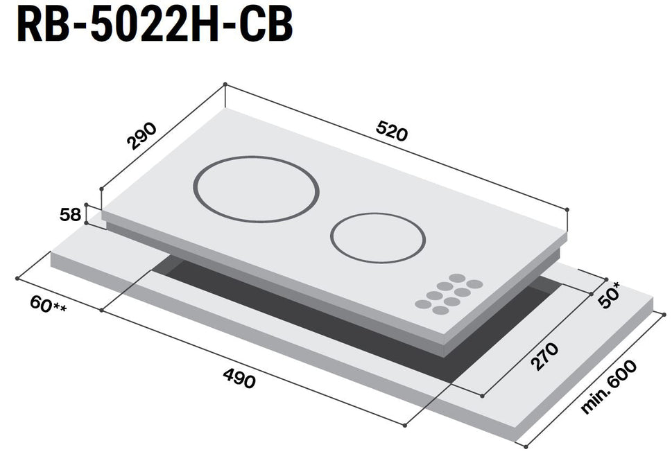 ចង្ក្រានអគ្គិសនីមុខពីរ Rinnai Electronic Stove 3400W RB-5022H-CB