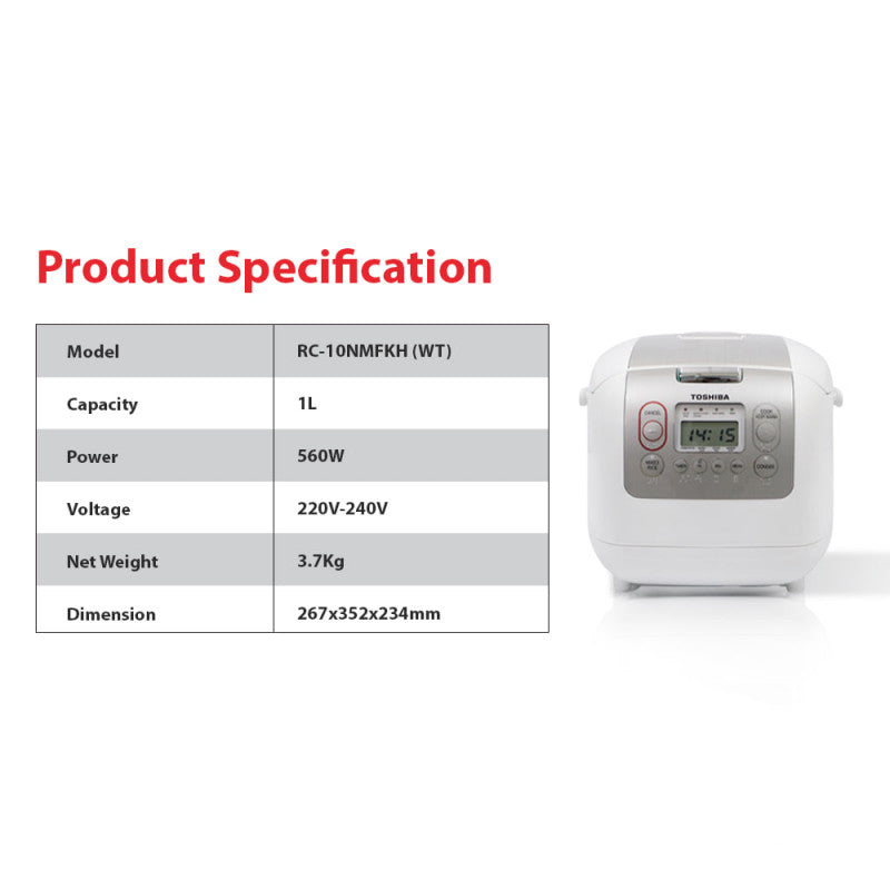 ឆ្នាំងបាយអគ្គិសនី Toshiba Digital Rice Cooker 1.0L RC-10NMFKH
