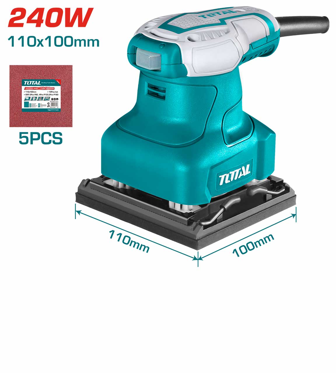 ម៉ូទ័រខាត់កែង Total Palm Sander 240W TF2231106