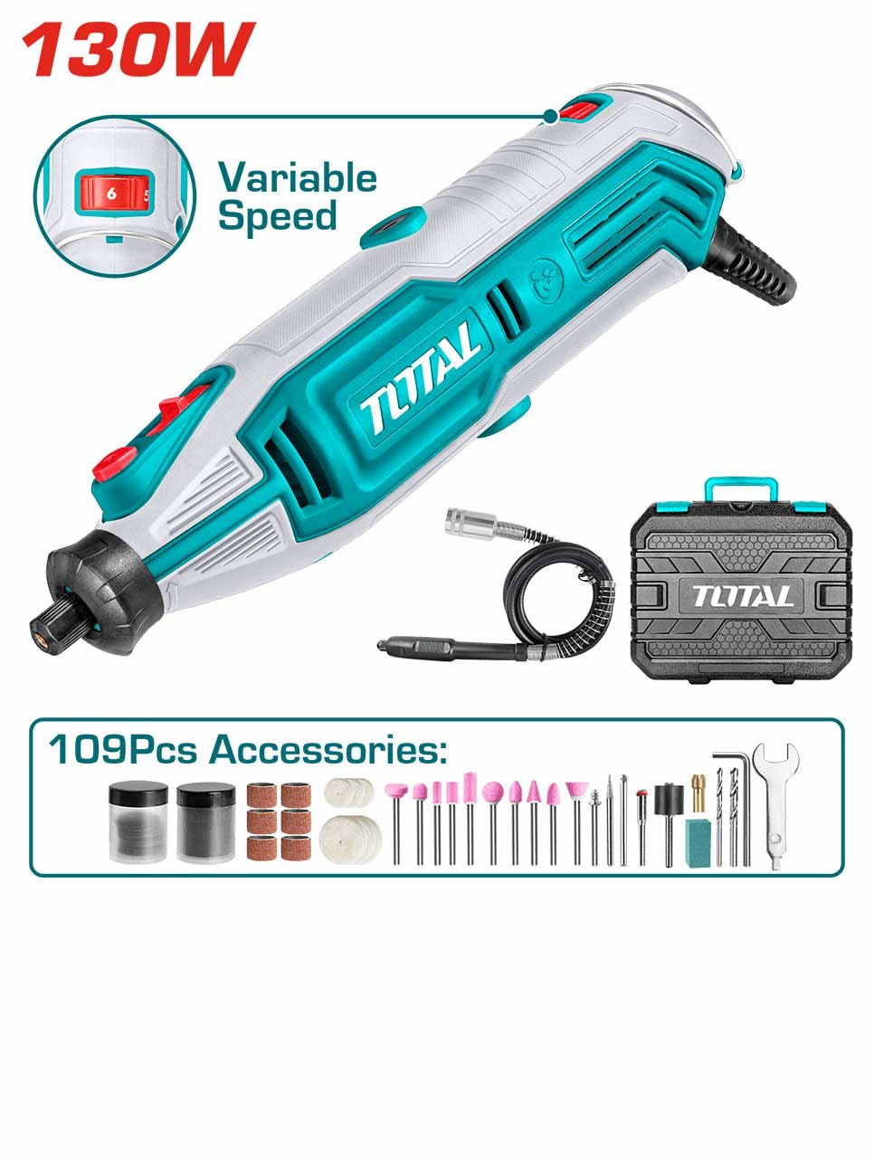 ម៉ូទ័រសីឈុតតូច Total Mini Grinder 130W TG513326