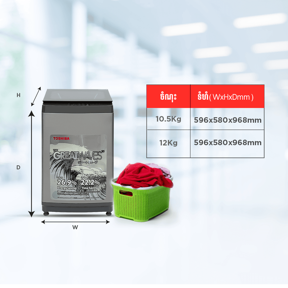 ម៉ាសុីនបោកខោអាវ Toshiba Model AW-DUK1150HKH