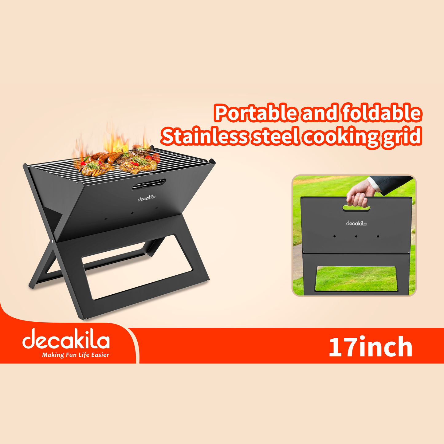 ចង្ក្រានអាំងបត់បាន Decakila Portable Charcoal Grill KMCC014B