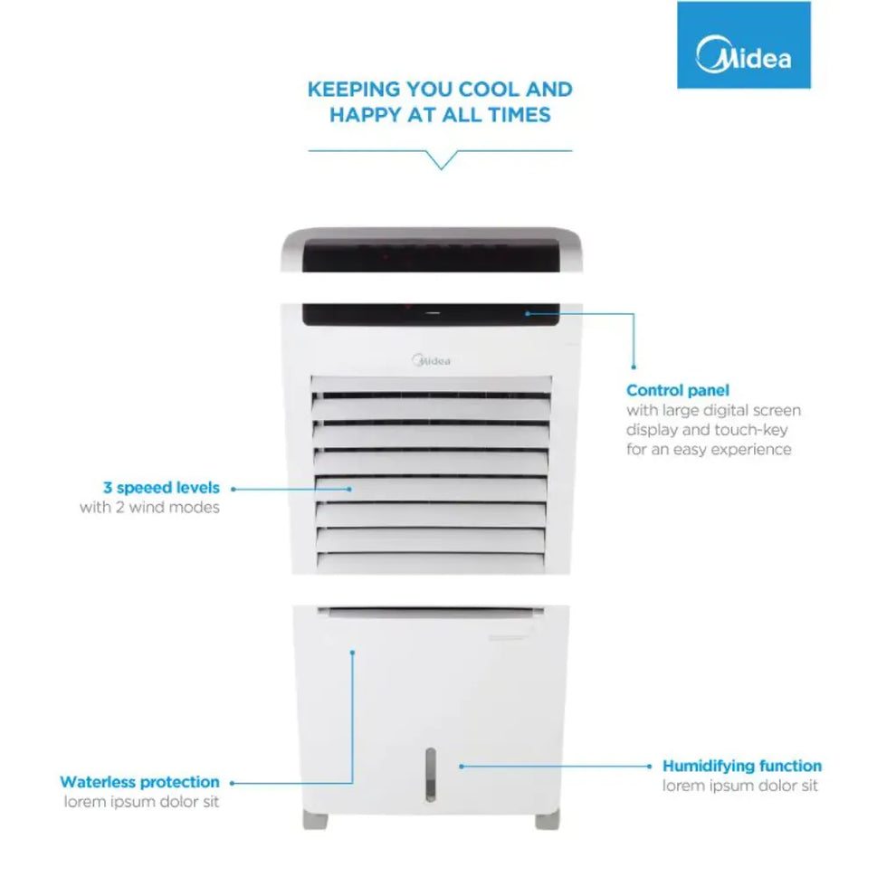 កង្ហារត្រជាក់ Midea Air Cooler 7L Tank Capacity AC120-15C