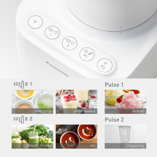 ម៉ាស៊ីនក្រឡុក Panasonic Glass Jug Blender 2.0L MX-MG5351WSG