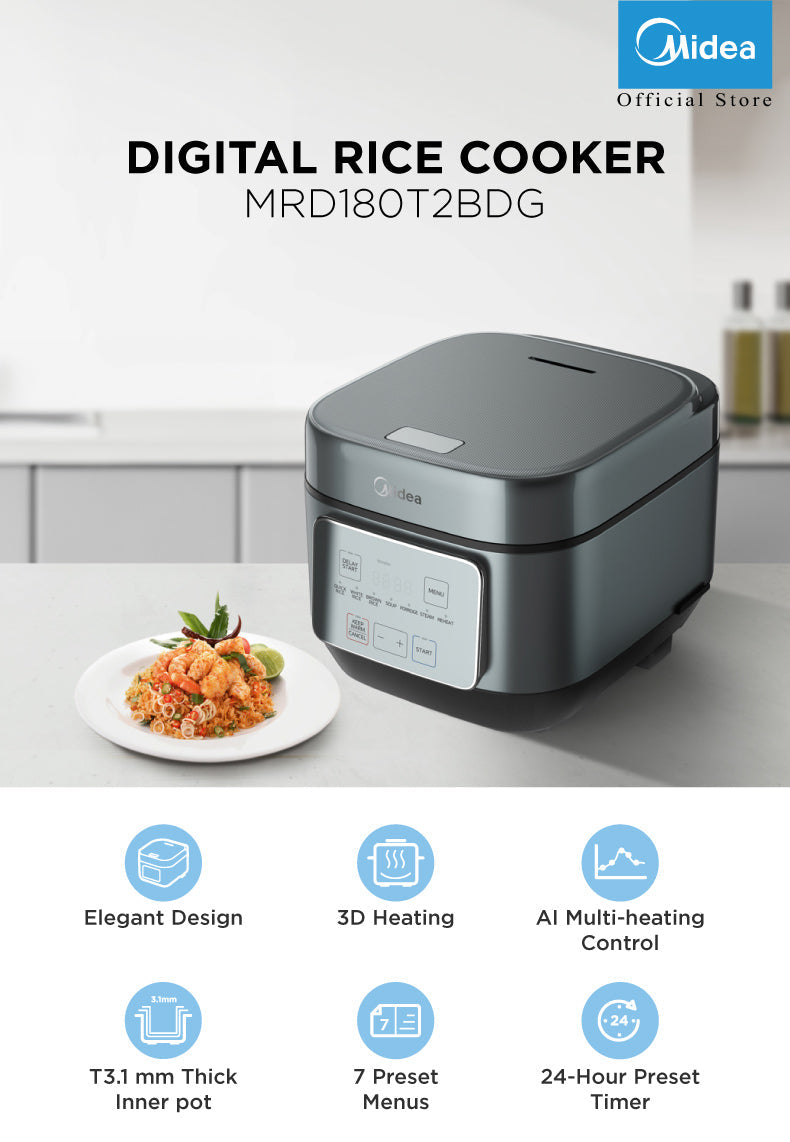 ឆ្នាំងដាំបាយអគ្គិសនី Midea Digital Rice Cooker 1.8L MRD180T2BDG