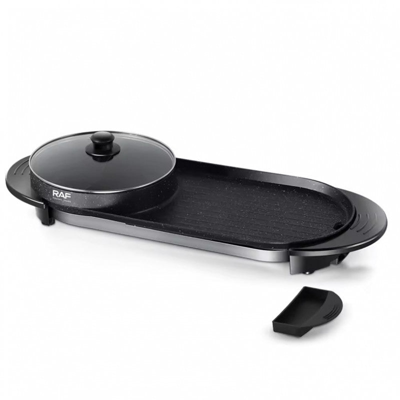 ចង្ក្រានអាំងនិងស៊ុបអគ្កិសនី RAF 2in1 Pot Non-Stick Coating Electric 1800W R.5413