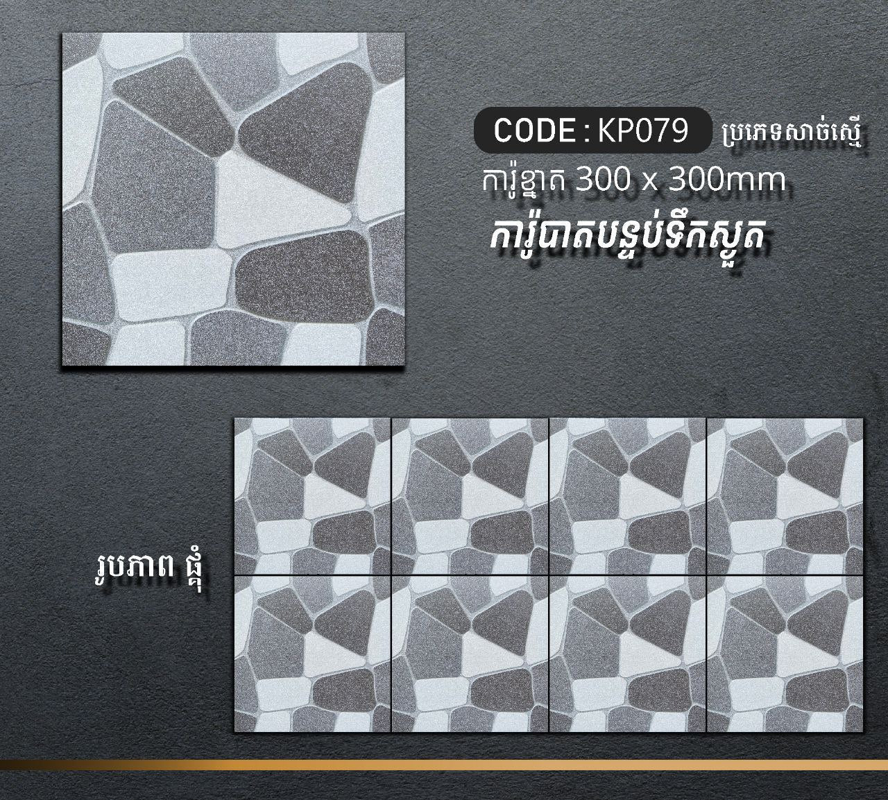 ការ៉ូបាតបន្ទប់ទឹក Bathroom Floor Tile 30x30cm KP079