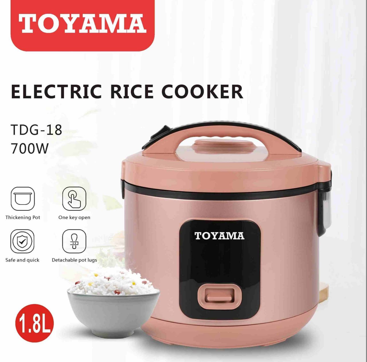 ឆ្នាំងដាំបាយ TOYAMA Rice Cooker TGD-18