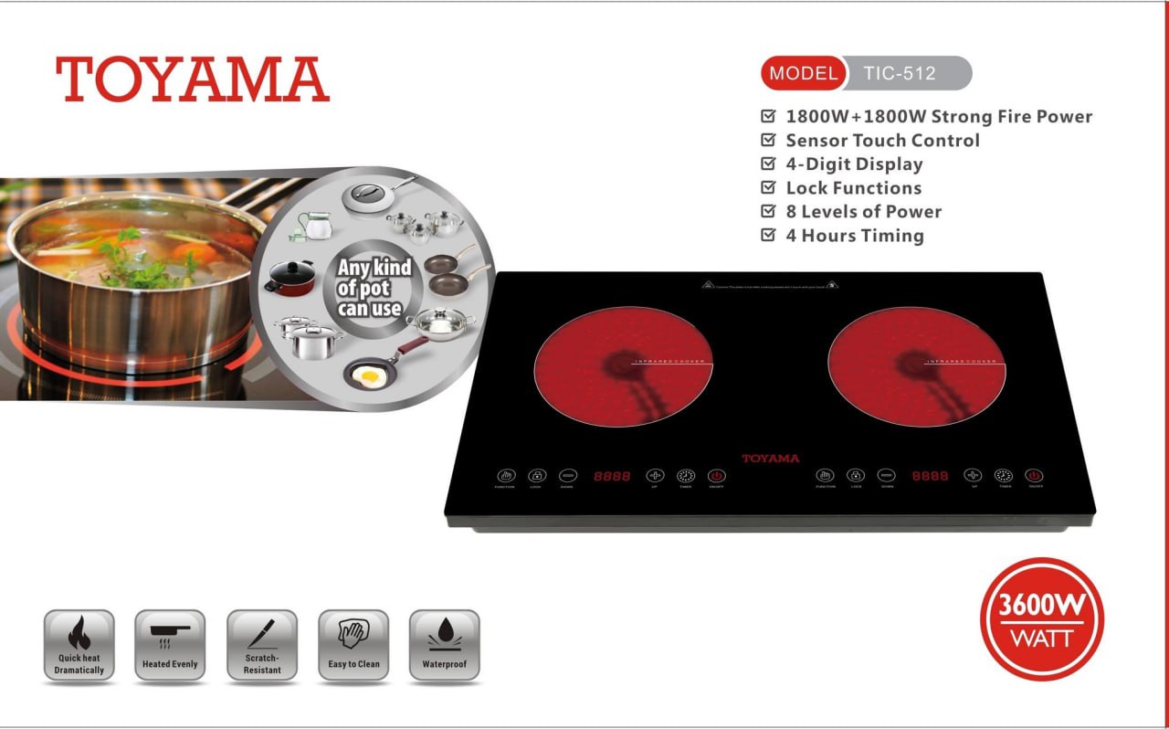 ចង្ក្រានអគ្គិសនីមុំ2 TOYAMA Infrared Cooker TIC-512