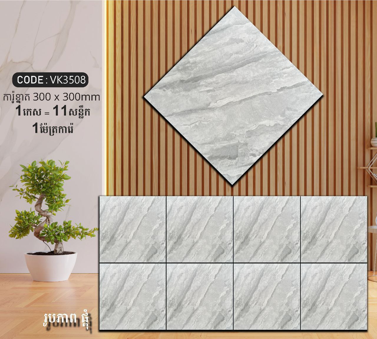 ការ៉ូបាតបន្ទប់ទឹក Bathroom Floor Tile 30x30cm VK3508