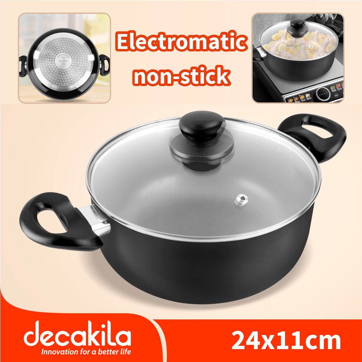 ឆ្នាំងចៀនឆា 24*11cm Decakila Casserole-induction bottom KMEP011B
