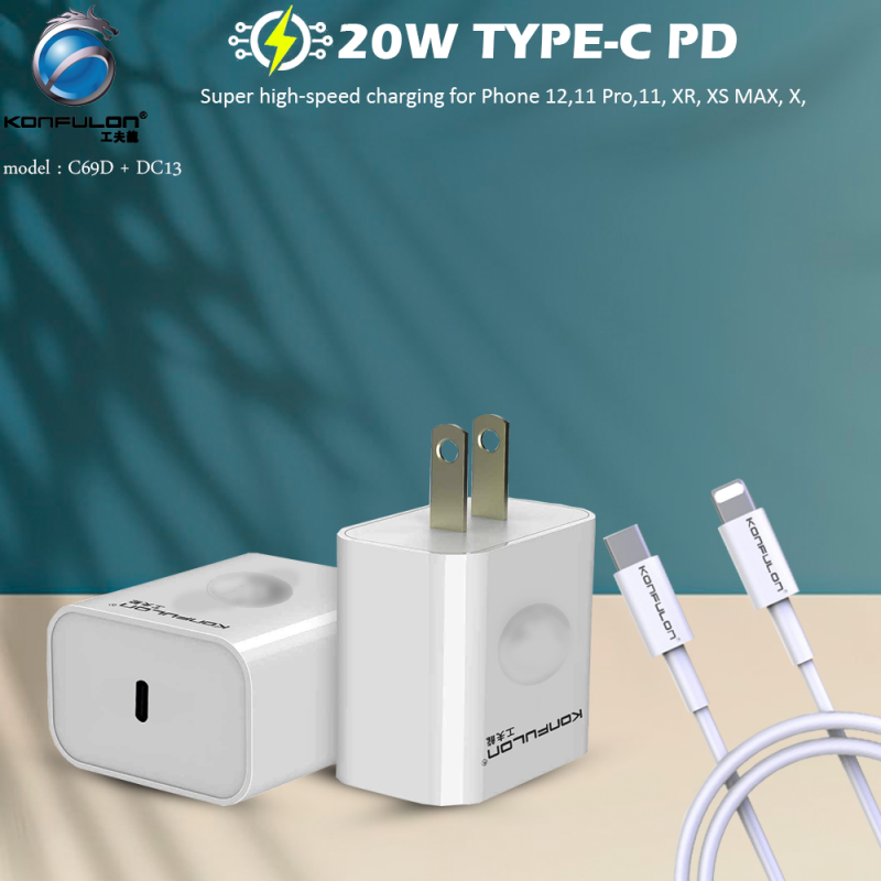 ឈុតឆ្នាំងសាក Iphone Konfulon Fast Charger C69D
