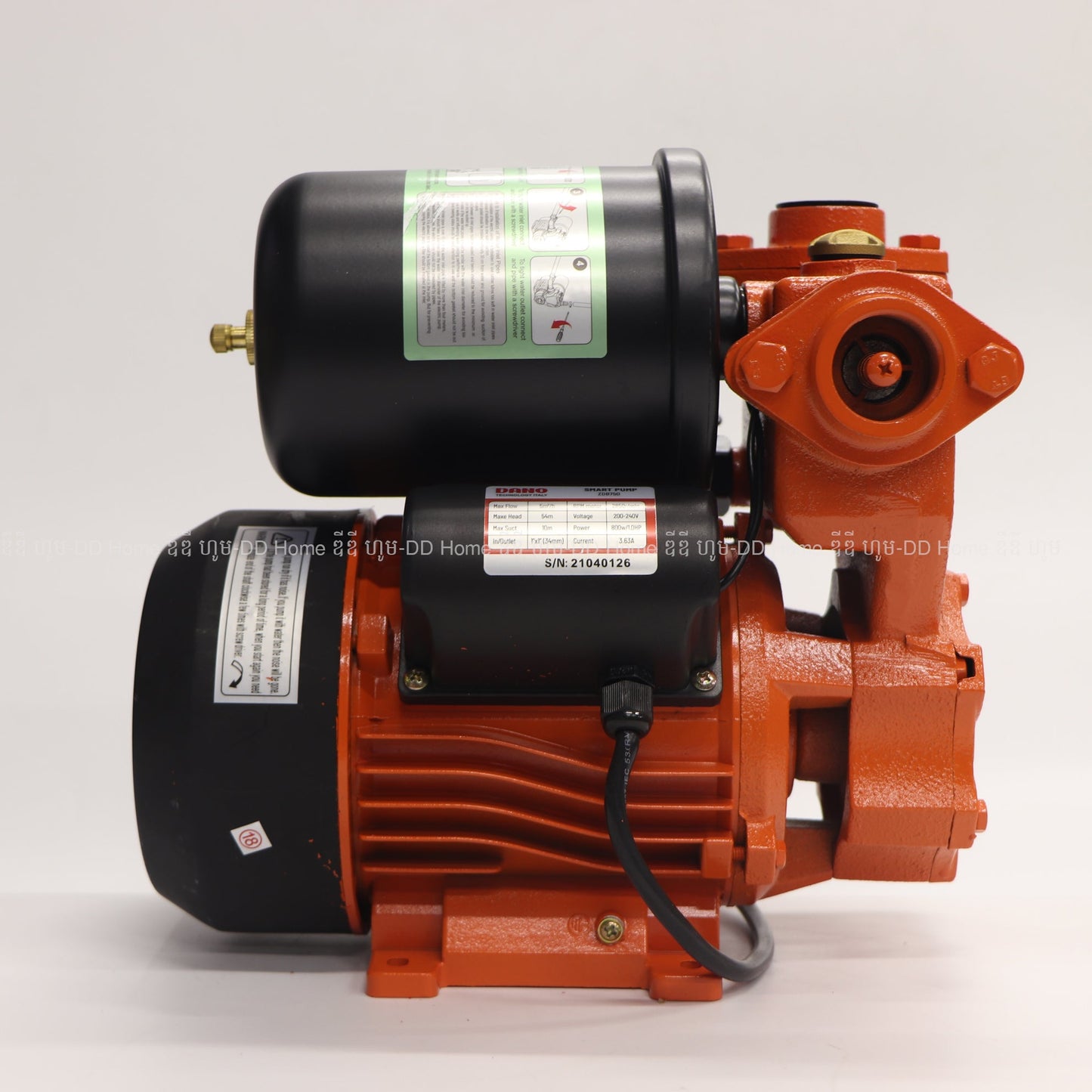 ម៉ូទ័រជំរុញទឹកអូតូ DANO Water Pump 1HP ZDB750