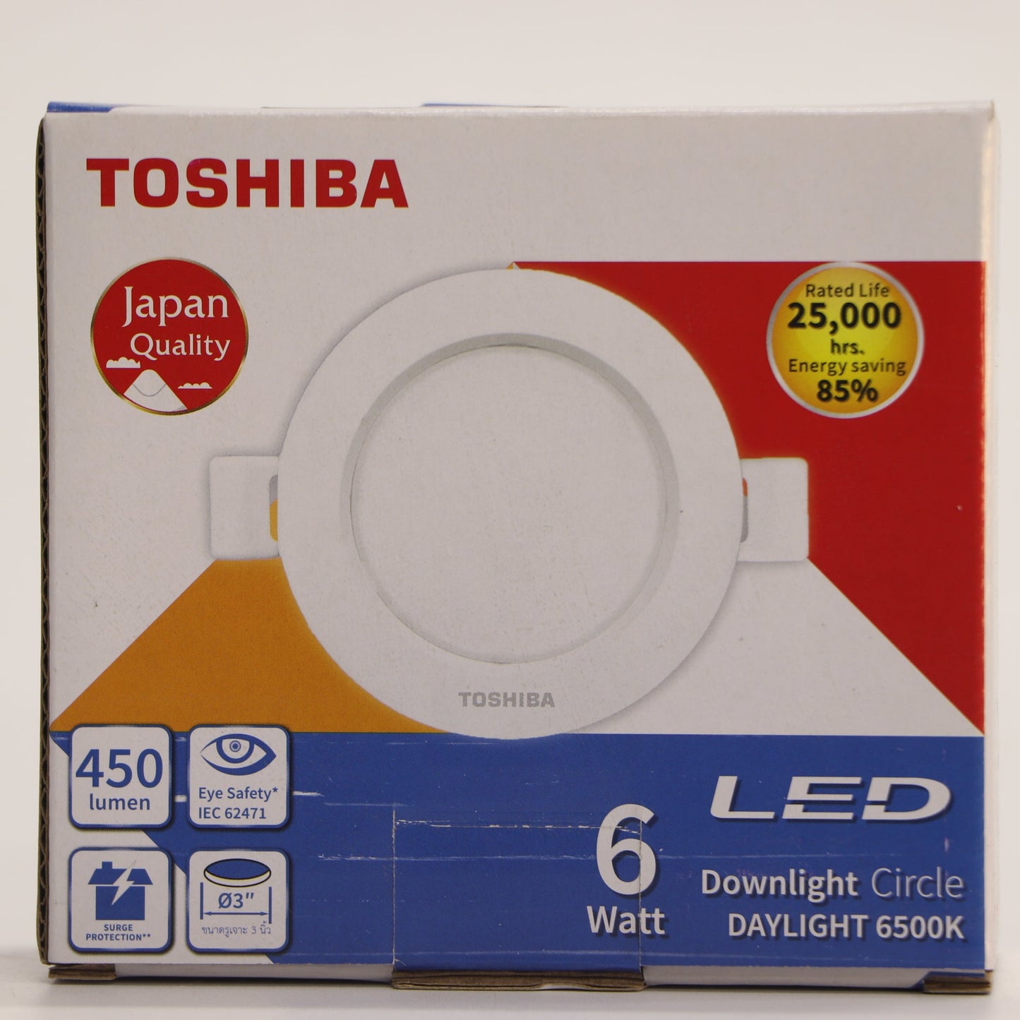 អំពូលបង្កប់ពិតានមូល TOSHIBA LED Panel 6W ពណ៌ស