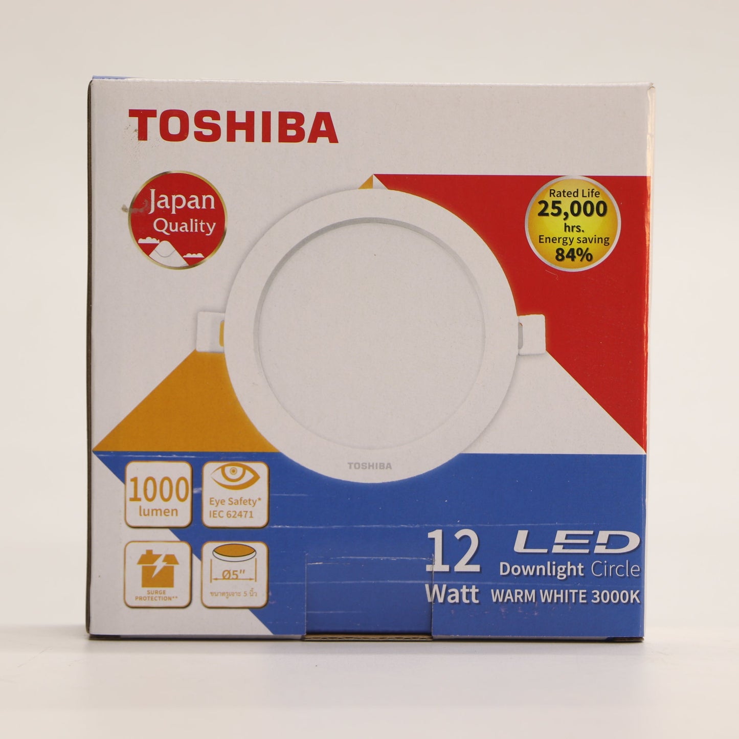 អំពូលបង្កប់ពិតានមូល TOSHIBA LED Panel 12W ពណ៌ថ្ងៃ