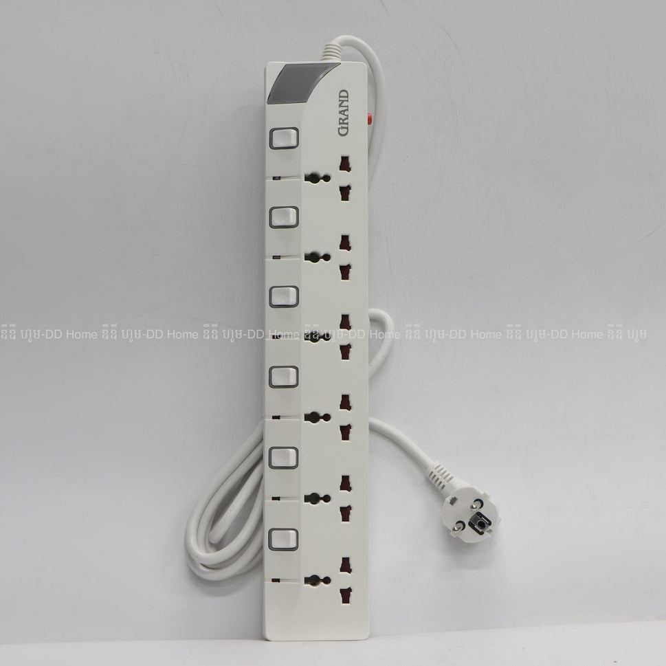 ព្រីខ្សែ Grand Universial Extension Cord រន្ធ6 (G-167)