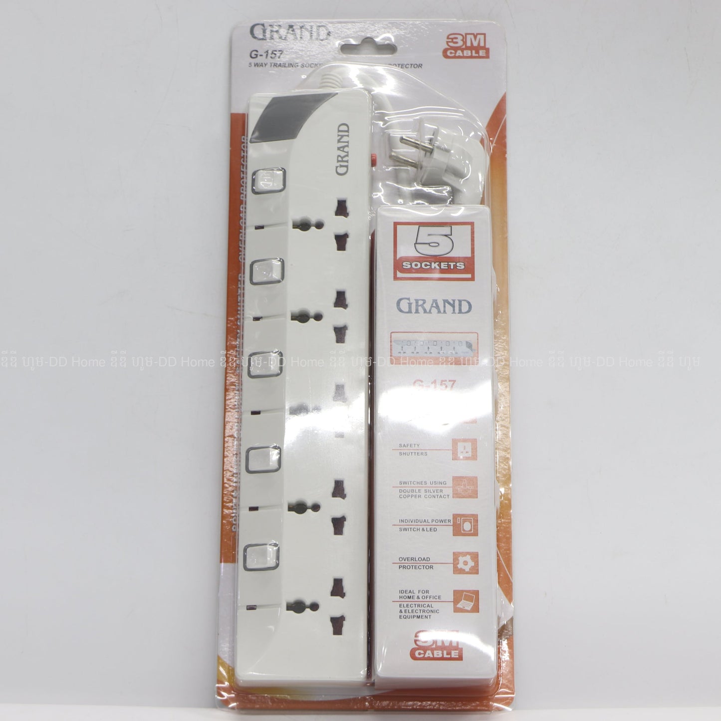 ព្រីខ្សែ Grand Universial Extension Cord រន្ធ5 (G-157)
