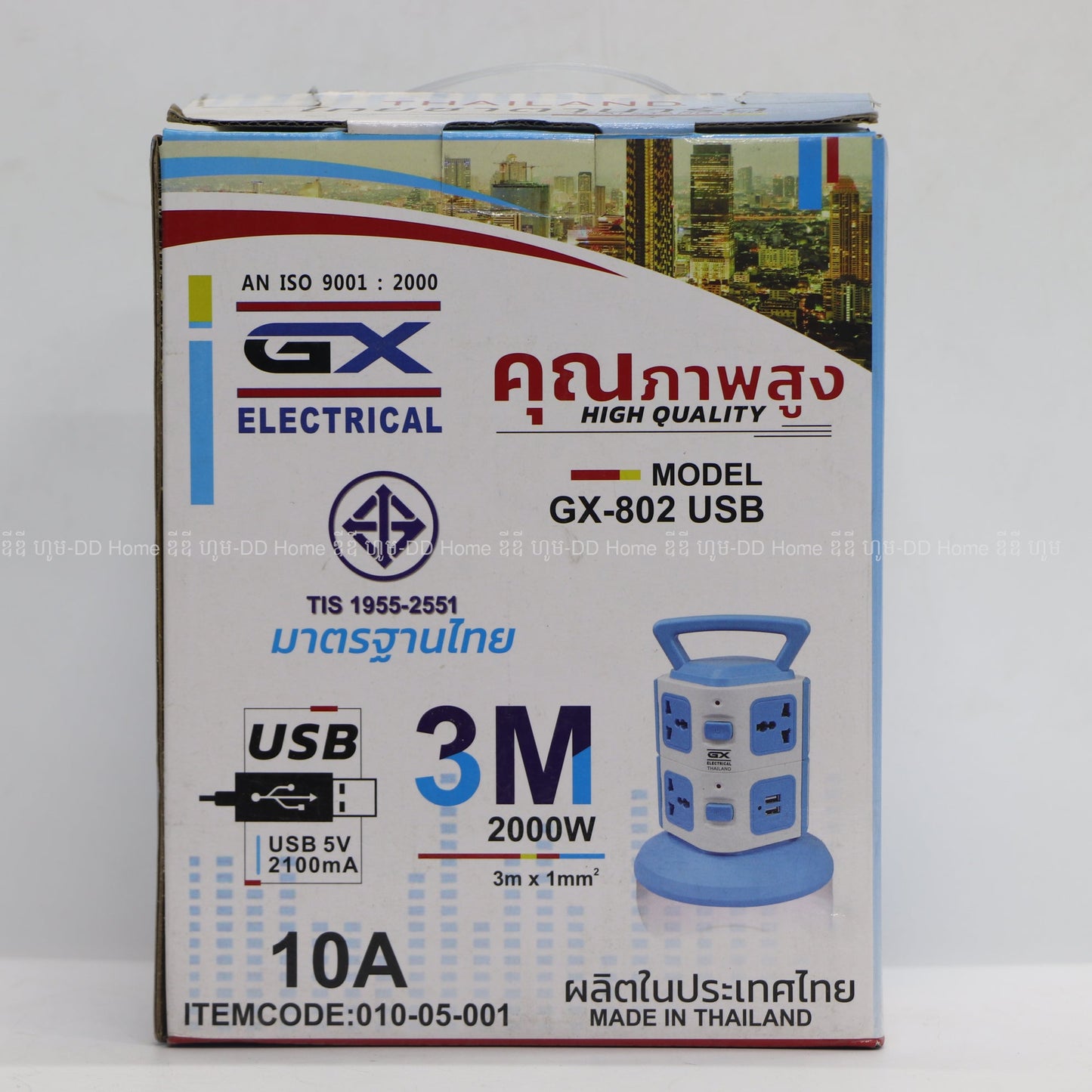ព្រីខ្សែជ្រុង GX Electrical Universial Extension Cord Model GX-802 ខ្សែ3M