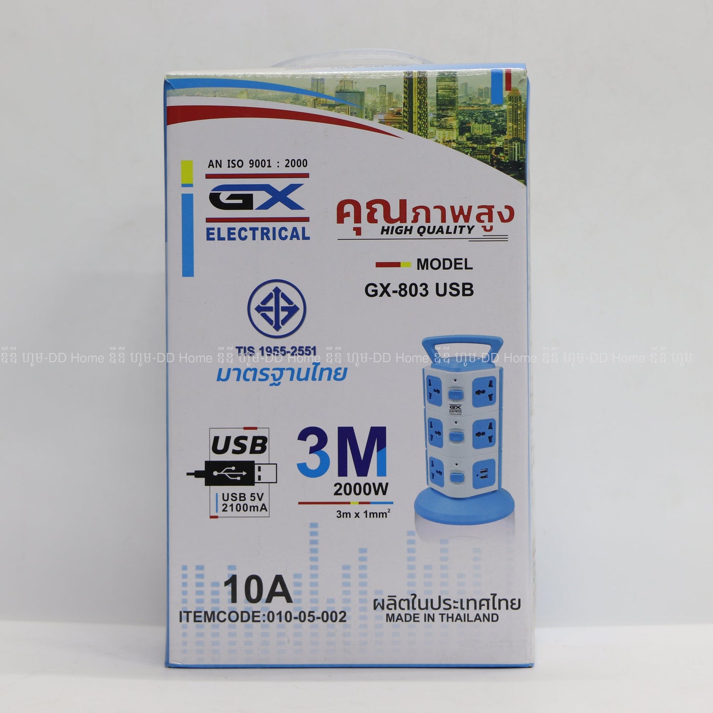 ព្រីខ្សែជ្រុង GX Electrical Universial Extension Cord Model GX-803 ខ្សែ3M