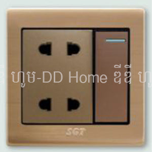 កុងតាក់ចុច 1 ព្រី 2 SGT LK6 Series Switch with Two Two-Pole Sockets