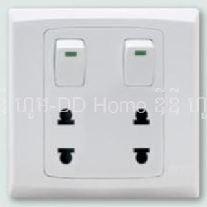 កុងតាក់ចុច 2 ព្រី 2 SGT Switch TX Series Two Switch with Two Two-Pole Sockets
