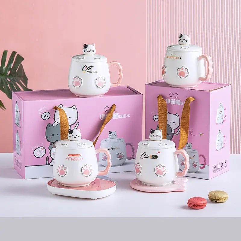 កែវឈុតអគ្គិសនី Electric Tea Cup Set Cute Cat-789