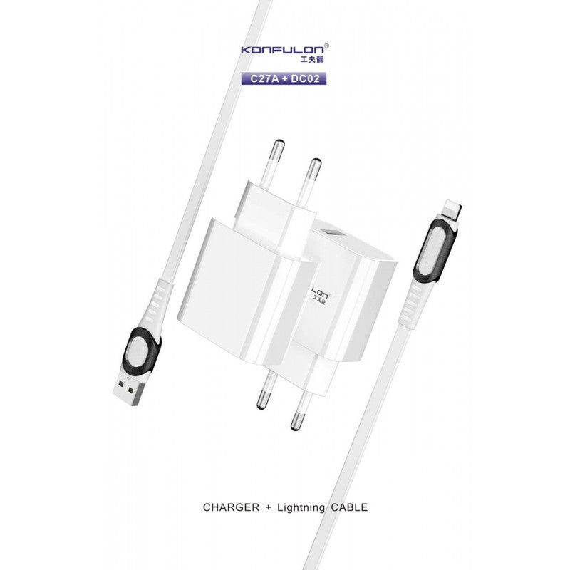 ខ្សែសាក+ក្បាល Konfulon Adapter and Cable Lightning C27A