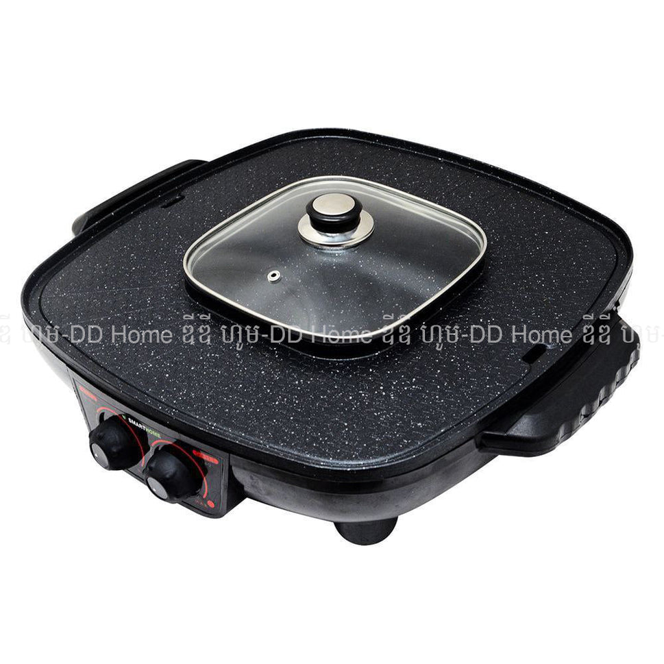 ឆ្នាំងស៊ុប+ សាច់អាំងអគ្គិសនី Electric Grill and Hotpot SM-EG1802