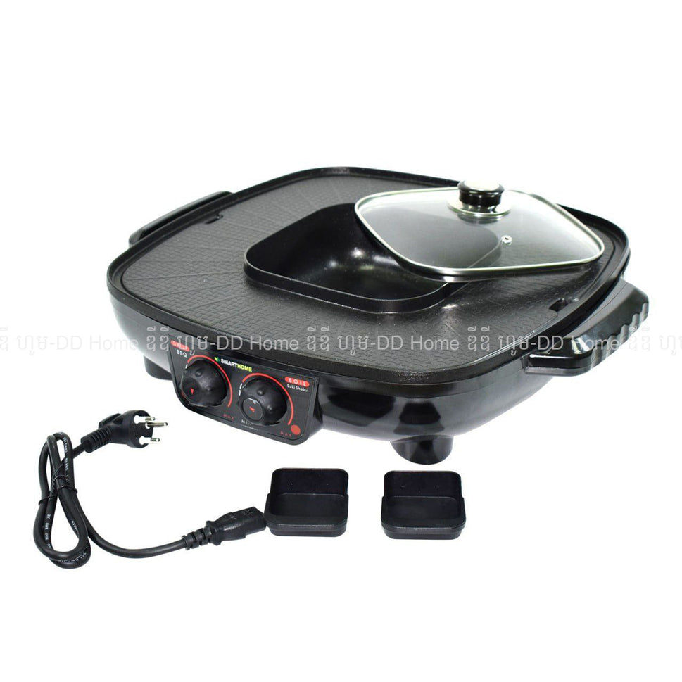 ឆ្នាំងស៊ុប+ សាច់អាំងអគ្គិសនី Electric Grill and Hotpot SM-EG1802
