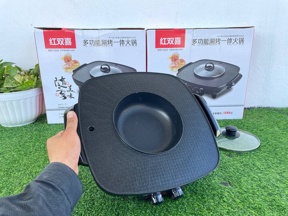 ឆ្នាំងស៊ុប+អាំងមូល Electric Grill and Hotpot 34cm 2209