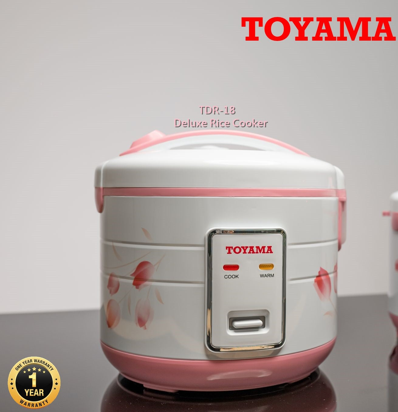 ឆ្នាំងបាយគំរបជាប់ Toyoma Rice Cooker 1.8L TDR-18