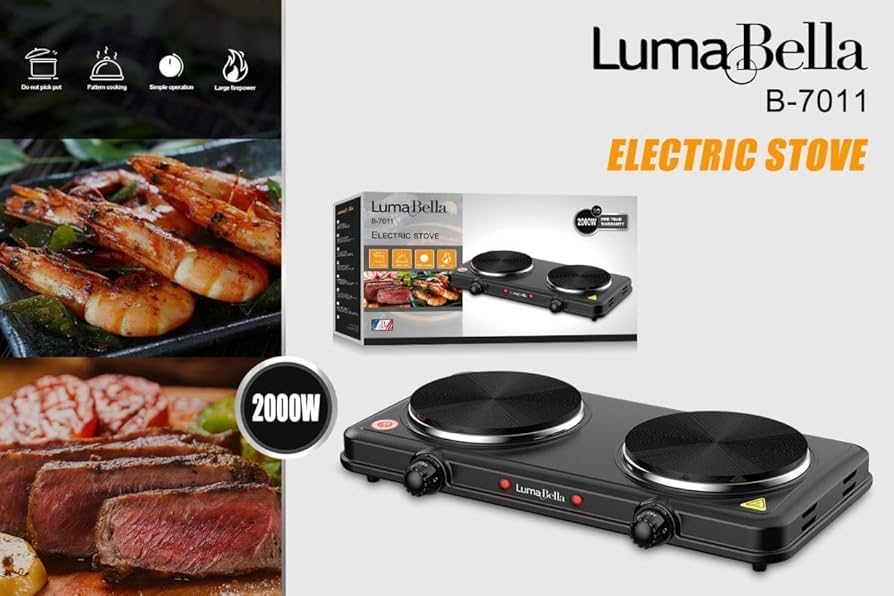 ចង្ក្រានអគ្គិសនីមុខពីរ Luma Bella Electric Stove 2000W B-7011