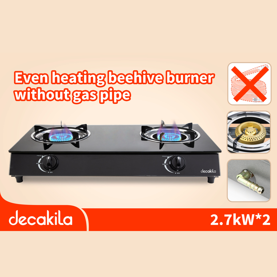ចង្ក្រានហ្គាស់មុខពីរ Decakila Gas Stove x2 2700KW KMGS043B